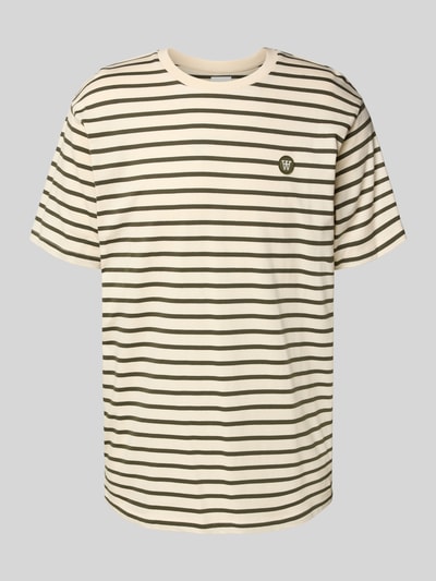Wood Wood T-shirt z okrągłym dekoltem model ‘Ace’ Beżowy 2