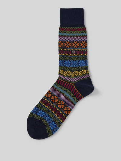 Burlington Socken aus Schurwoll-Mix Modell 'Country Fair Isle' Dunkelblau 1