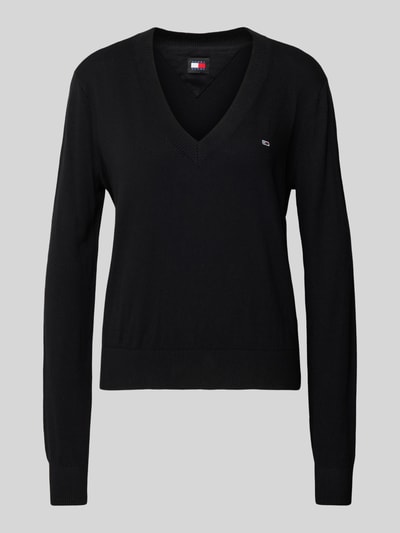 Tommy Jeans Pullover mit V-Ausschnitt und Logo-Stitching Black 2