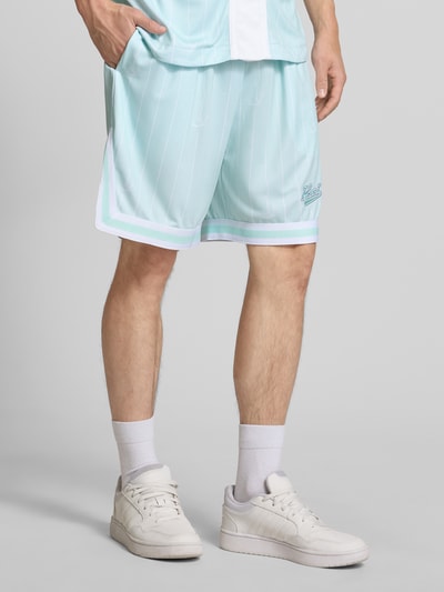 KARL KANI Relaxed fit bermuda met logostitching, model 'Varsity' Oceaanblauw - 4