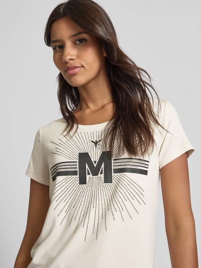 monari T-Shirt mit Strasssteinbesatz Sand 3