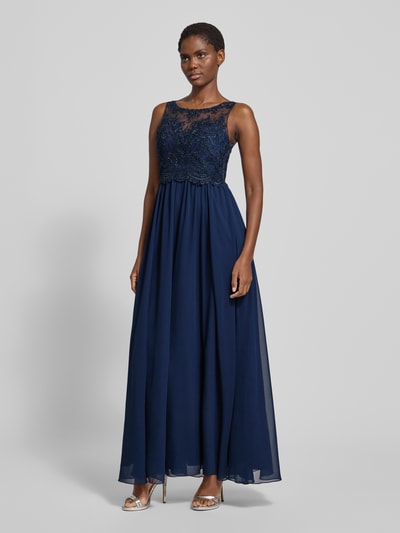 Laona Abendkleid mit Ziersteinen und floralen Stickereien Dunkelblau 4