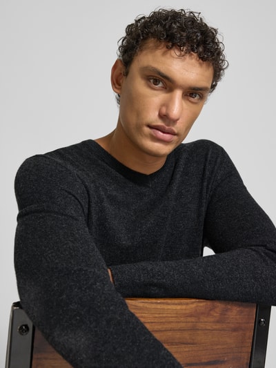 Christian Berg Men Kaschmirpullover mit V-Ausschnitt Anthrazit Melange 3