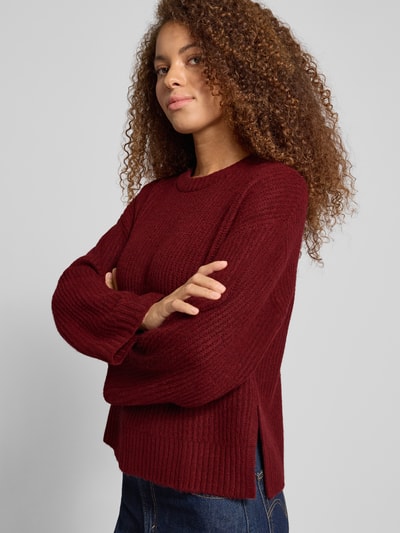 JJXX Sweter z dzianiny o kroju oversized z prążkowanymi wykończeniami model ‘SIGGA’ Bordowy 3