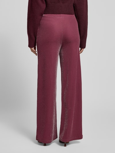 Vila Glanzende broek met elastische band, model 'ELEINAS' Prune - 5