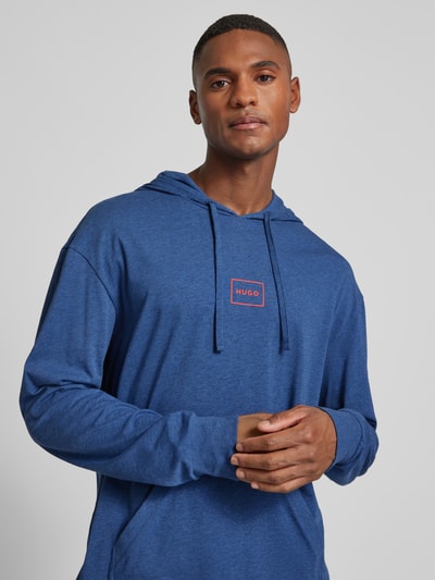 HUGO Hoodie met labelprint, model 'Laze' Marineblauw - 3