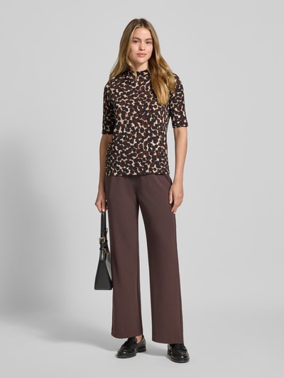 Betty Barclay T-shirt met opstaande kraag en 1/2-mouwen Donkerbruin - 1