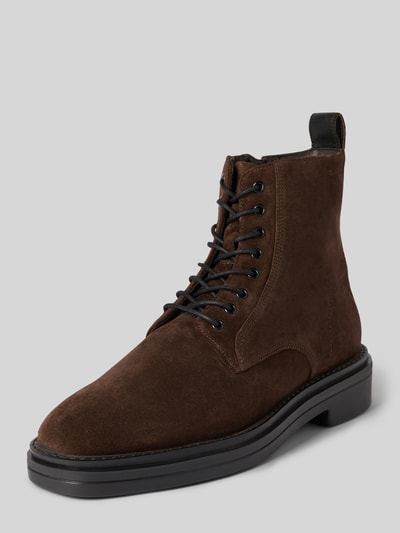 Gant Veterboots van leer met labelopschrift, model 'Boggar' Middenbruin - 1