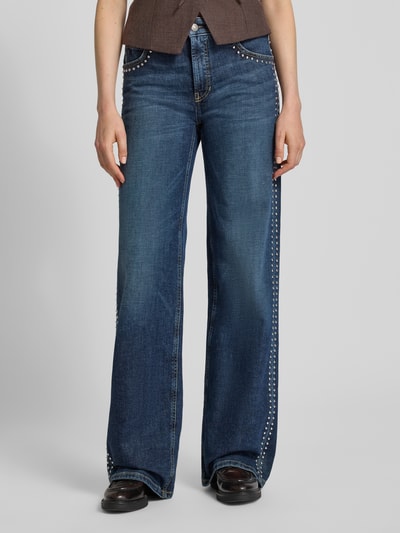 CAMBIO Wide leg jeans met studs, model 'AIMEE' Donkerblauw - 4