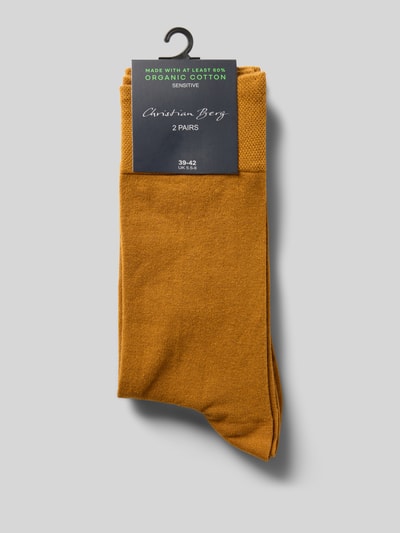 Christian Berg Men Sokken met labelprint in een set van 2 paar Koper - 3