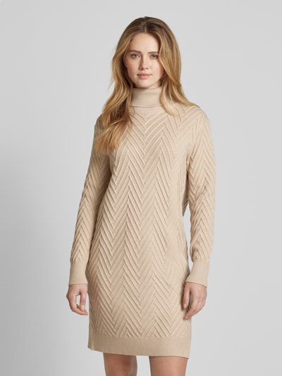 FREE/QUENT Minikleid mit gerippten Abschlüssen Modell 'SATURN' Beige 4