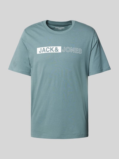 Jack & Jones T-shirt met labelprint, model 'CONEO' Oceaanblauw - 2