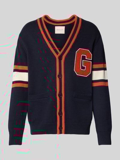 Gant Strickjacke mit V-Ausschnitt und Eingrifftaschen Dunkelblau 2