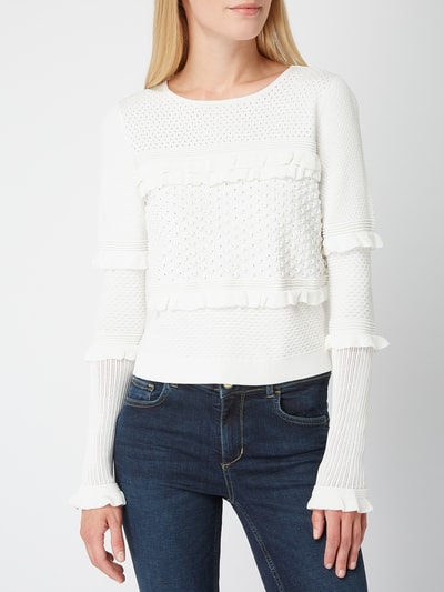 Joseph Janard Pullover mit Lochmuster und Volantbesatz Ecru 3