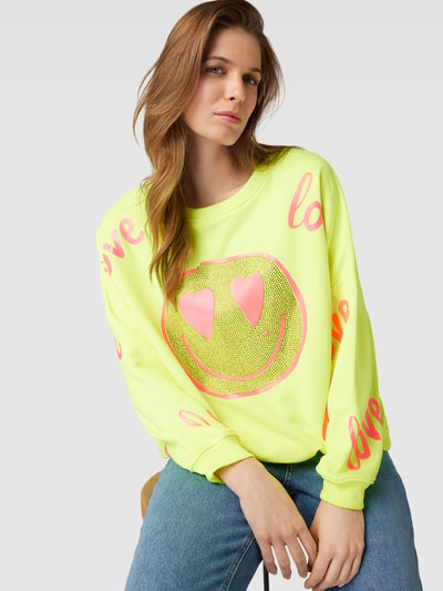 miss goodlife Sweatshirt met motiefprint Neongeel gemêleerd - 3