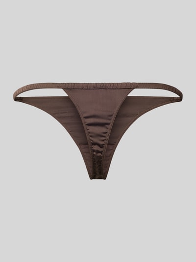 Jake*s Casual String mit zarter Spitzenbordüre Dunkelbraun 3