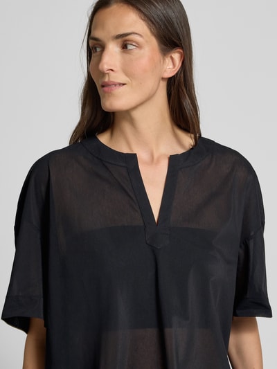 MM Bluzka o kroju relaxed fit z kołnierzem z lamówką model ‘FIDATO’ Czarny 3