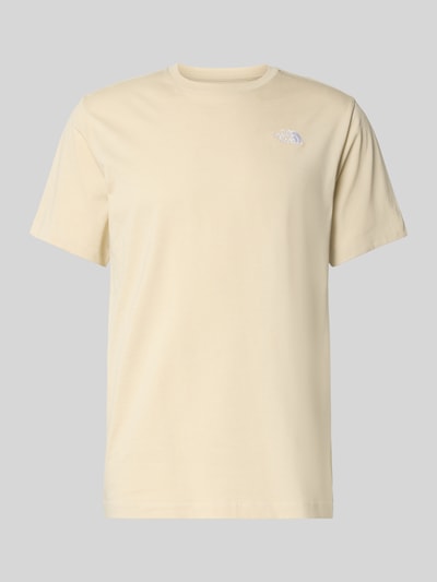 Produktfoto, hellbeiges Regular Fit T-Shirt aus Baumwoll-Mix Modell 'EVOLUTION' von The North Face mit Rundhalsausschnitt und Label-Detail.