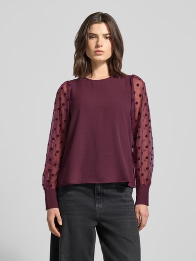 Vero Moda Bluzka o kroju regular fit z bufiastymi rękawami model ‘MALVA’ Bordowy 4