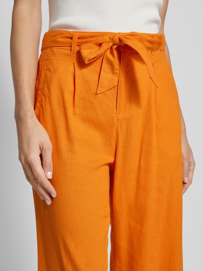 s.Oliver RED LABEL Spodnie lniane z szeroką, skróconą nogawką Pomarańczowy 3