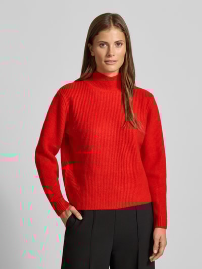 ICHI Strickpullover mit Stehkragen und überschnittenen Schultern Rot 4