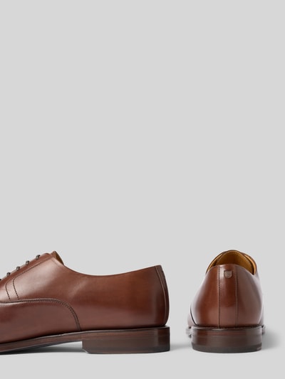 Productfoto, Derby aus Leder mit Schnürung Modell 'Marshall' van Henry Stevens, echt leer, afgeronde punt, vetersluiting, hakhoogte 2 cm, schachthoogte 7 cm, schachtbreedte 11 cm, heren, bruin, glad oppervlak, eenvoudige lijnen