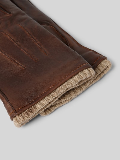 Pearlwood Handschoenen van leer met labeldetail Cognac - 2