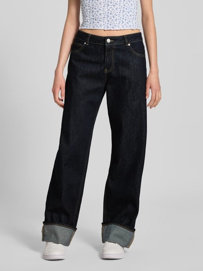 Review Jeansy z prostą nogawką i 5 kieszeniami Ciemnoniebieski 4