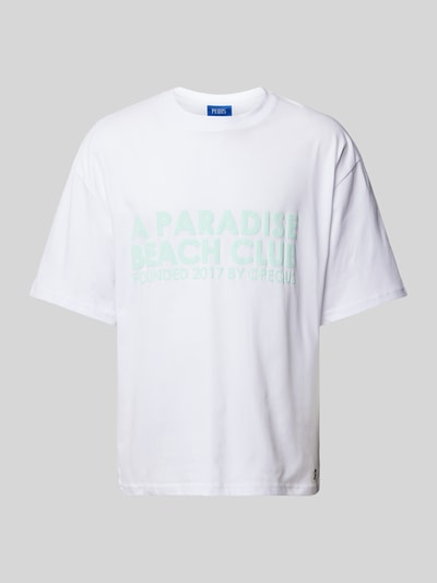 PEQUS T-shirt o kroju oversized z nadrukiem z logo Biały 2