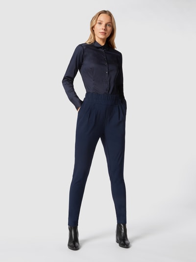 Kaffe Stoffen broek met bandplooien Donkerblauw - 1