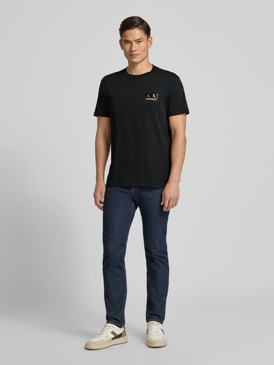 ARMANI EXCHANGE Regular fit T-shirt met logostitching Zwart - 1