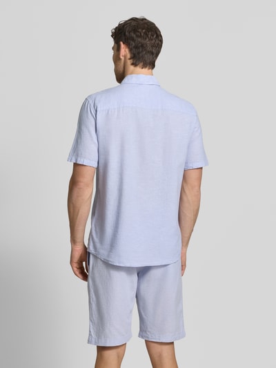 MCNEAL Regular Fit Freizeithemd aus Leinen-Baumwoll-Mix Eisblau 5