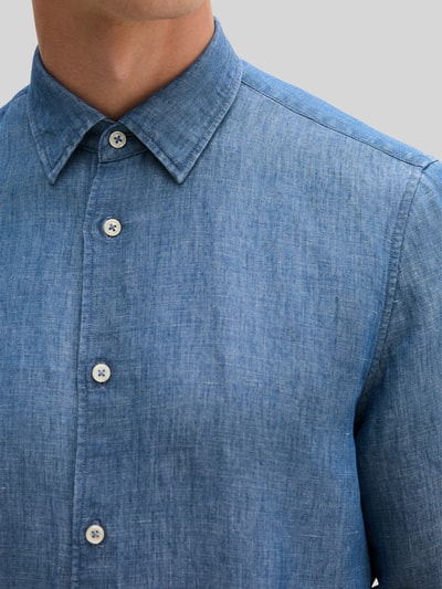 Marc O'Polo Regular Fit Freizeithemd aus Baumwolle-Leinen-Mix Blau 3