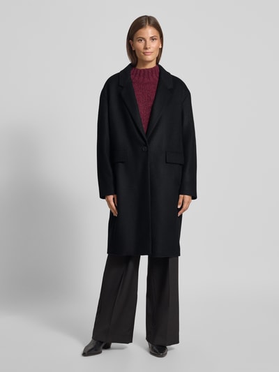 Windsor Lange jas van lanawolmix met kasjmier Zwart - 4