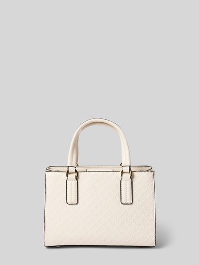 Produktfoto, Henkeltasche mit Allover Logo-Prägung von Tommy Hilfiger in Beige, unifarbenes Kunstleder mit Muster, Henkel und Logo-Detail.