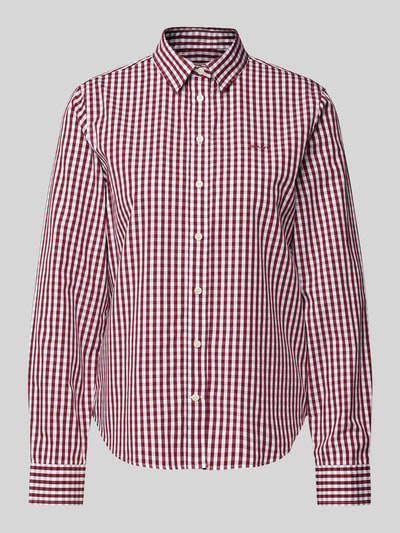 Gant Bluzka koszulowa o kroju regular fit z wyhaftowanym logo model ‘OPLIN GINGHAM’ Bordowy 2