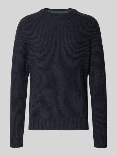 camel active Gebreide trui van wol met ronde hals Marineblauw - 2