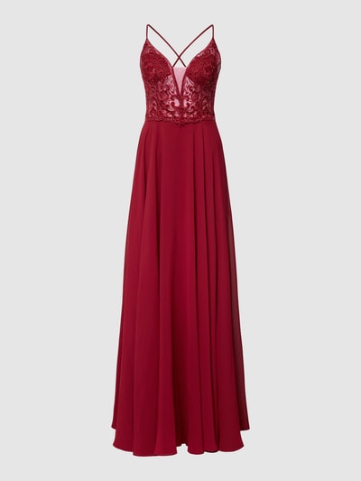 Luxuar Abendkleid mit floraler Spitze Rot 2