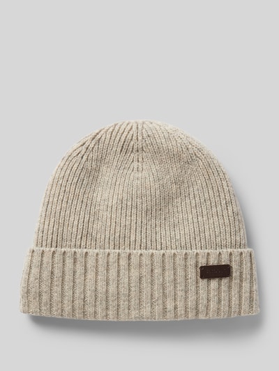 Barbour Beanie mit Label-Badge Hellgrau Melange 1