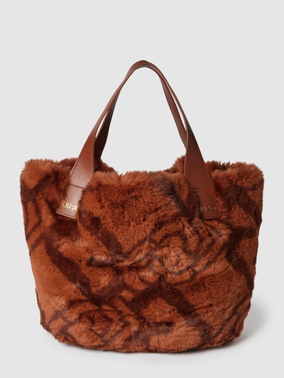 Liu Jo White Shopper mit kurzen Tragehenkeln Modell 'VALIDA' Cognac 2