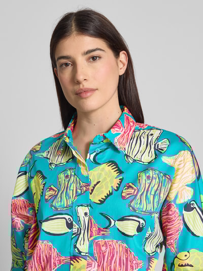 Christian Berg Woman Regular Fit Hemdbluse mit 3/4-Arm Tuerkis 3