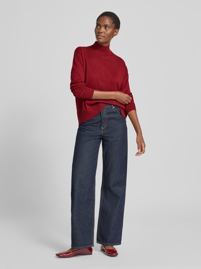 Liu Jo White Strickpullover mit Stehkragen Dunkelrot 1