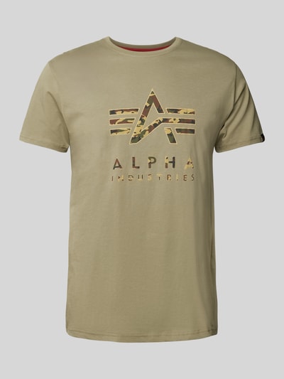 Alpha Industries T-Shirt mit Label-Print Oliv 1