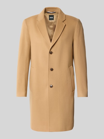 BOSS Płaszcz wełniany o kroju slim fit z kołnierzem z połami model ‘HYDE’ Camel 2
