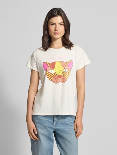 LOLLYS LAUNDRY T-shirt z nadrukiem z motywem model 'Roma' Biały 4