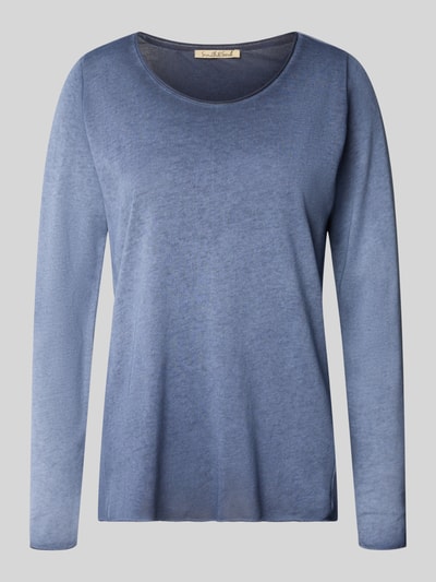 Productfoto, Longsleeve met ronde hals van Smith and Soul, blauwe katoenmengsel, rechte fit, eenvoudige textuur, dames longsleeve.