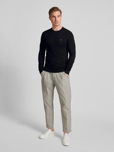 Scotch & Soda Strickpullover mit Logo-Stitching Modell 'Essentials' Black 1
