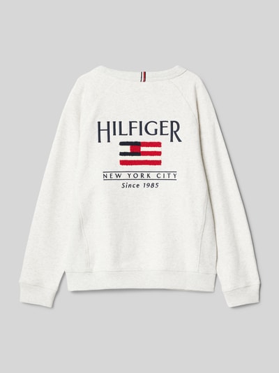 Tommy Hilfiger Teens Relaxed fit sweatshirt met labelstitching Offwhite gemêleerd - 3