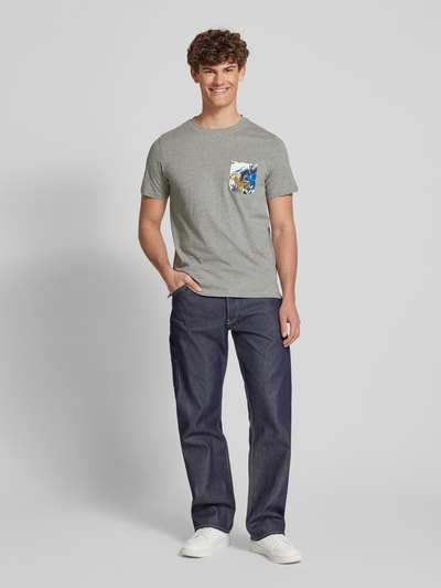 Blend T-Shirt mit geripptem Rundhalsausschnitt Modell 'BHJEM' Stein 1