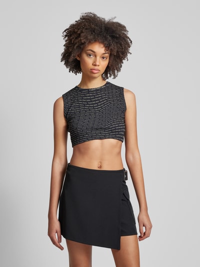 Calvin Klein Jeans Crop Top in Ripp-Optik Black 4